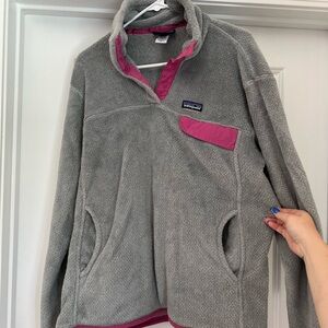Patagonia Gray Fleece with Pink Trim
